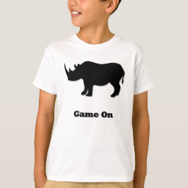 Rhino Game op zwart T-shirt