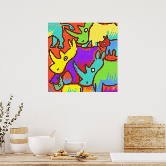 Rhino Graffiti Art Poster (Keuken)