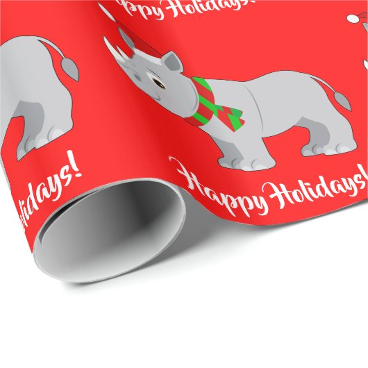Rhino heeft zich voor Kerstmis laten zien. Cadeaupapier (Rol Hoek)