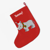 Rhino heeft zich voor Kerstmis laten zien. Grote Kerstsok (Achterkant (Hangend))