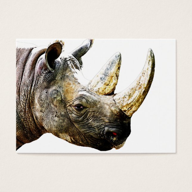 Rhino hoofd, witte achtergrond visitekaartjes (Voorkant)