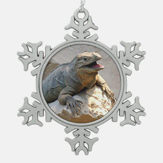 Rhino Iguana Tin Sneeuwvlok Ornament (Voorkant)