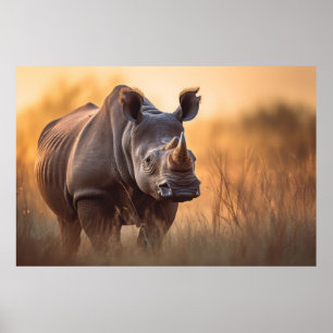 Rhino in de natuur poster