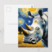 Rhino in de Sterrennacht Briefkaart (Voorkant / Achterkant)