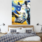 Rhino in de Sterrennacht Canvas Afdruk (Insitu (Slaapkamer))
