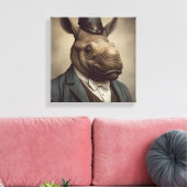 Rhino in een pak | Dierenkunst | Dier in een pak Canvas Afdruk (Insitu (Woonkamer))