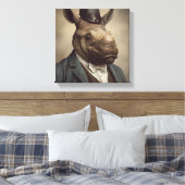 Rhino in een pak | Dierenkunst | Dier in een pak Canvas Afdruk (Insitu (Slaapkamer))