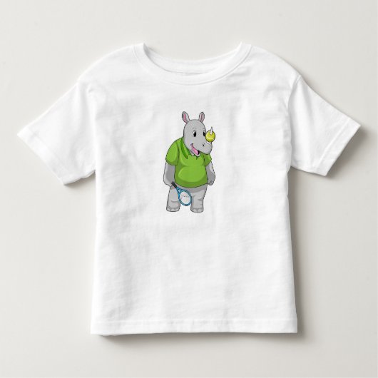 Rhino in Tennis met Tennis-bal Kinder Shirts (Voorkant)