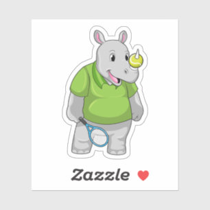 Rhino in Tennis met Tennis-bal Sticker