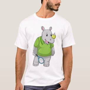 Rhino in Tennis met Tennis-bal T-shirt
