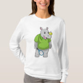 Rhino in Tennis met Tennis-bal T-shirt (Voorkant)