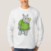 Rhino in Tennis met Tennis-bal T-shirt (Voorkant)