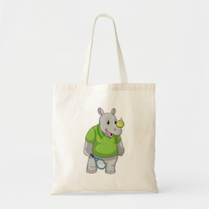 Rhino in Tennis met Tennis-bal Tote Bag