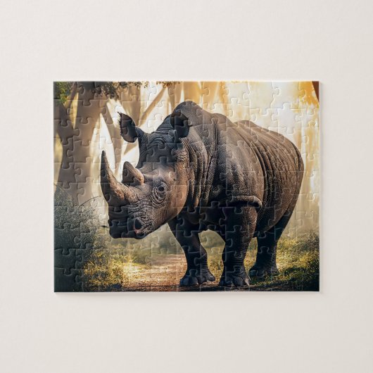 Rhino Jigzaag Puzzle - Oerwoud Legpuzzel (Horizontaal)