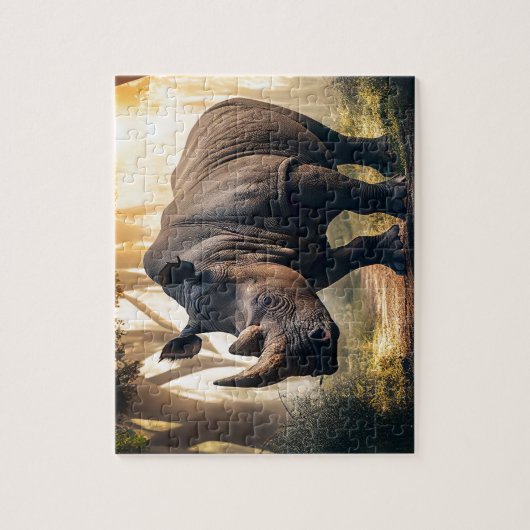 Rhino Jigzaag Puzzle - Oerwoud Legpuzzel (Verticaal)