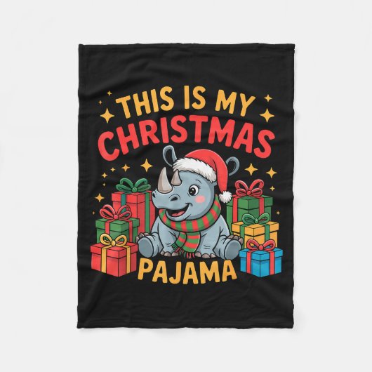 Rhino Kerst Pj Pyjama Grappig Prettig Kerst Lo Fleece Deken (Voorkant)