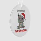 Rhino kerstwinter baby eerste kerstdag ornament (voorkant)