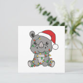 Rhino-kerstwinterdieren Rhinos Feestdagenkaart (Staand voorkant)