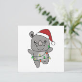 Rhino-kerstwinterdieren Rhinos Feestdagenkaart (Staand voorkant)