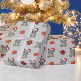 Rhino-kerstwinterdieren Rhinos Holiday Cadeaupapier