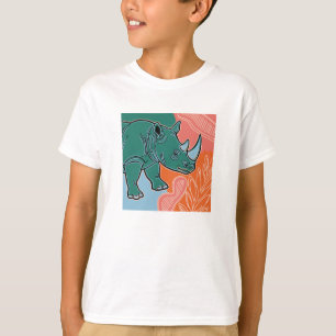 Rhino Kids T-Shirt – Cute Neushoorn op een Kleurri
