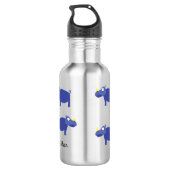Rhino Kind Rhinoceros Waterfles met naam Waterfles (Achterkant)