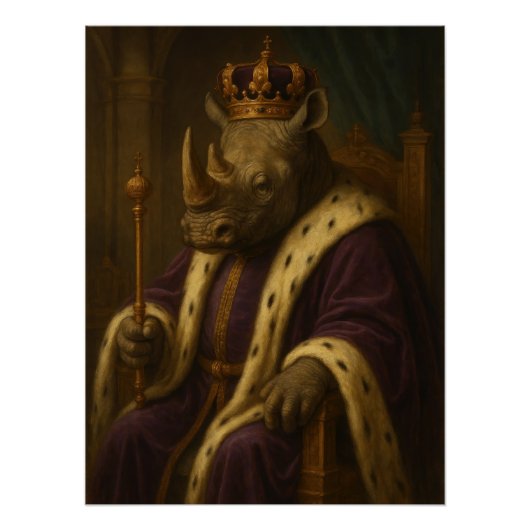 Rhino King | Anthropomorphic Royal Portrait Perfect Poster (Voorkant)