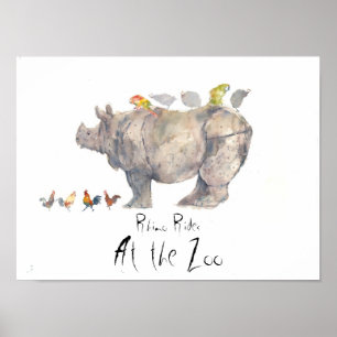 RHINO-kopie, Rhino Rides, in de dierentuin Poster
