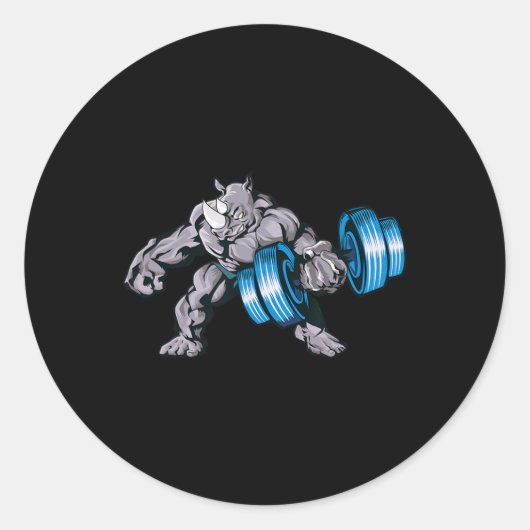 Rhino Lifting Weights Bodybuilding Beast Gym Fitne Ronde Sticker (Voorkant)