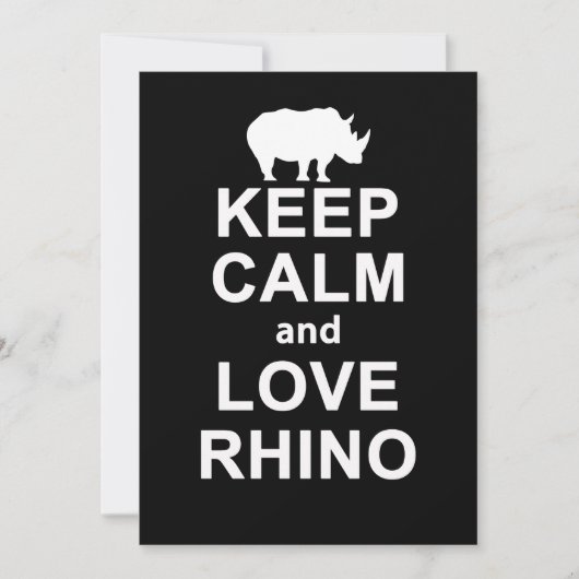 Rhino Lover Gift|Keep Calm and Love Rhino Bedankkaart (Voorkant)