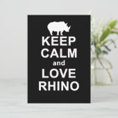 Rhino Lover Gift|Keep Calm and Love Rhino Bedankkaart (Staand voorkant)