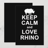 Rhino Lover Gift|Keep Calm and Love Rhino Bedankkaart (Voorkant / Achterkant)