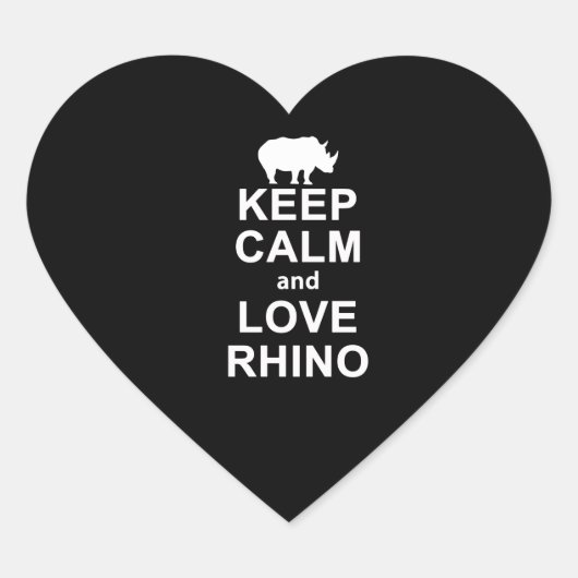 Rhino Lover Gift|Keep Calm and Love Rhino Hart Sticker (Voorkant)