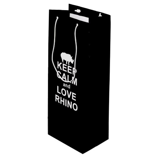 Rhino Lover Gift|Keep Calm and Love Rhino Wijn Cadeautas (Voorkant Gekanteld)