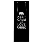 Rhino Lover Gift|Keep Calm and Love Rhino Wijn Cadeautas (Voorkant)