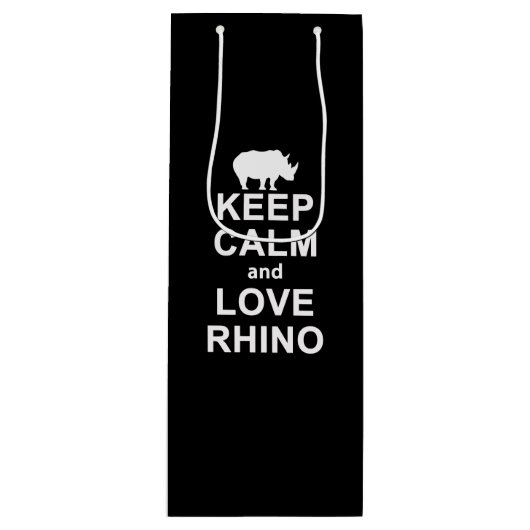 Rhino Lover Gift|Keep Calm and Love Rhino Wijn Cadeautas (Voorkant)