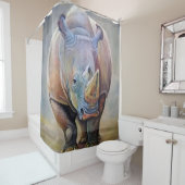 Rhino Lovers | Art Cute Rhino Portret Print Douchegordijn (In situ)