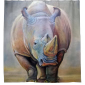 Rhino Lovers | Art Cute Rhino Portret Print Douchegordijn (Voorkant)
