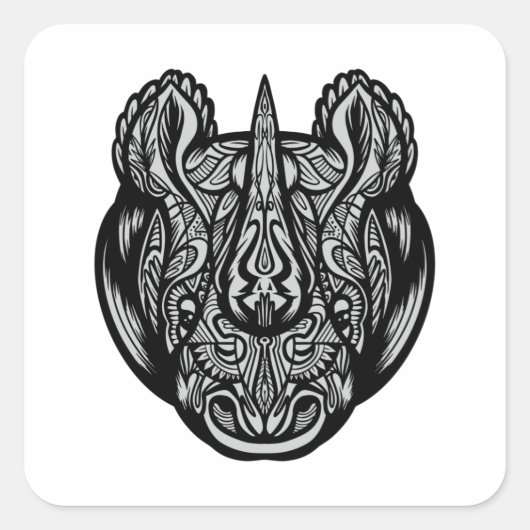 RHINO MANDALA VIERKANTE STICKER (Voorkant)