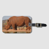 Rhino met modder op de huid foto bagagelabel (Voorkant (horizontaal))