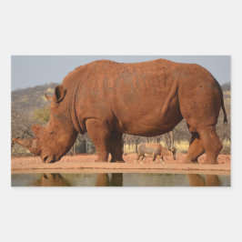 Rhino met modder op de huid foto rechthoekige sticker