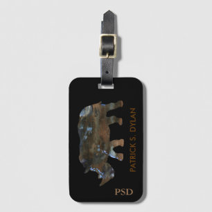 rhino met naam bagagelabel