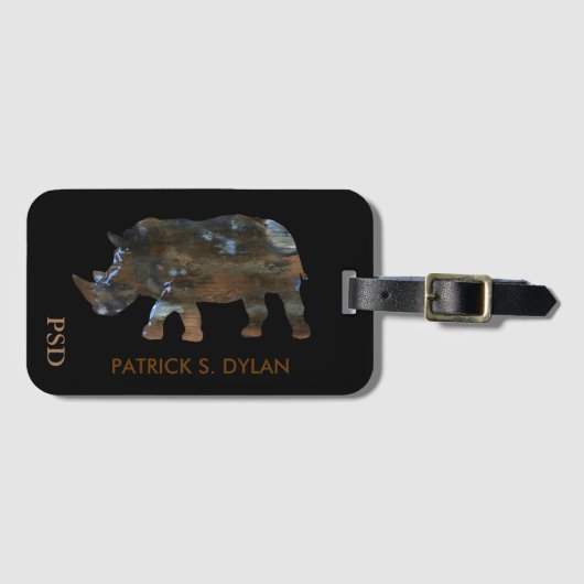 rhino met naam bagagelabel (Voorkant (horizontaal))