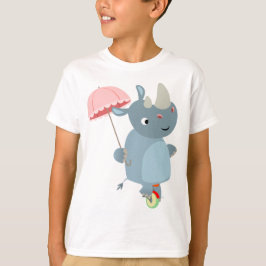 Rhino met paraplu op eenwielige kinderen T-shirt