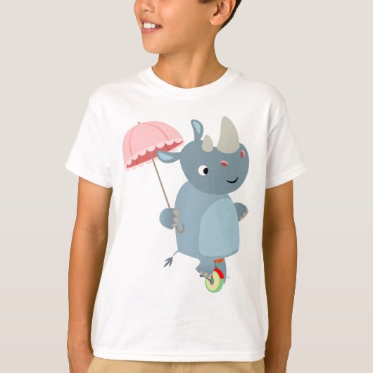Rhino met paraplu op eenwielige kinderen T-shirt (Voorkant)