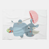 Rhino met Umbrella op keukenhanddoek van Unicycle (Horizontaal)