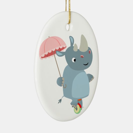 Rhino met Umbrella op Ornament van Unicycle (Rechts)