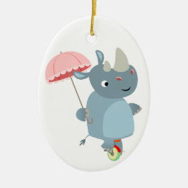 Rhino met Umbrella op Ornament van Unicycle