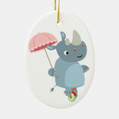 Rhino met Umbrella op Ornament van Unicycle (Achterkant)