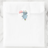 Rhino met Umbrella op Unicycle Sticker (Tas)